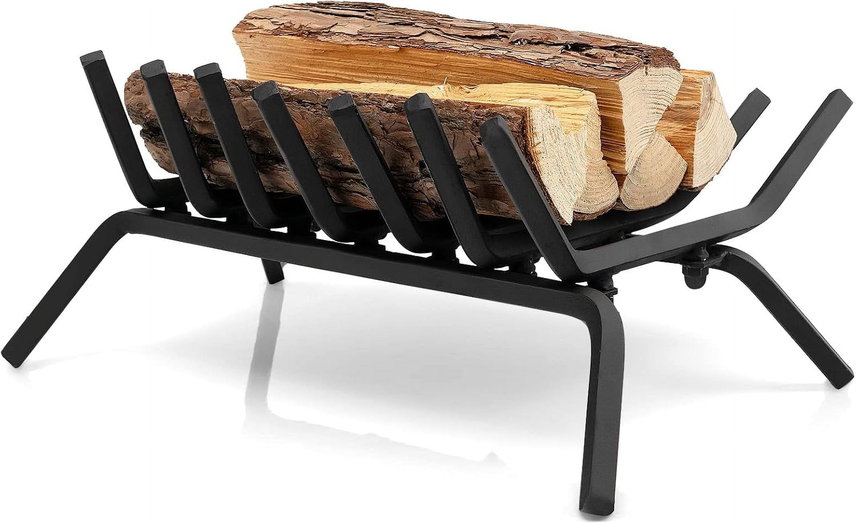 PetFurnishn 18 Inch Fireplace Log Grate, Heavy-Duty Solid Steel, Black ...