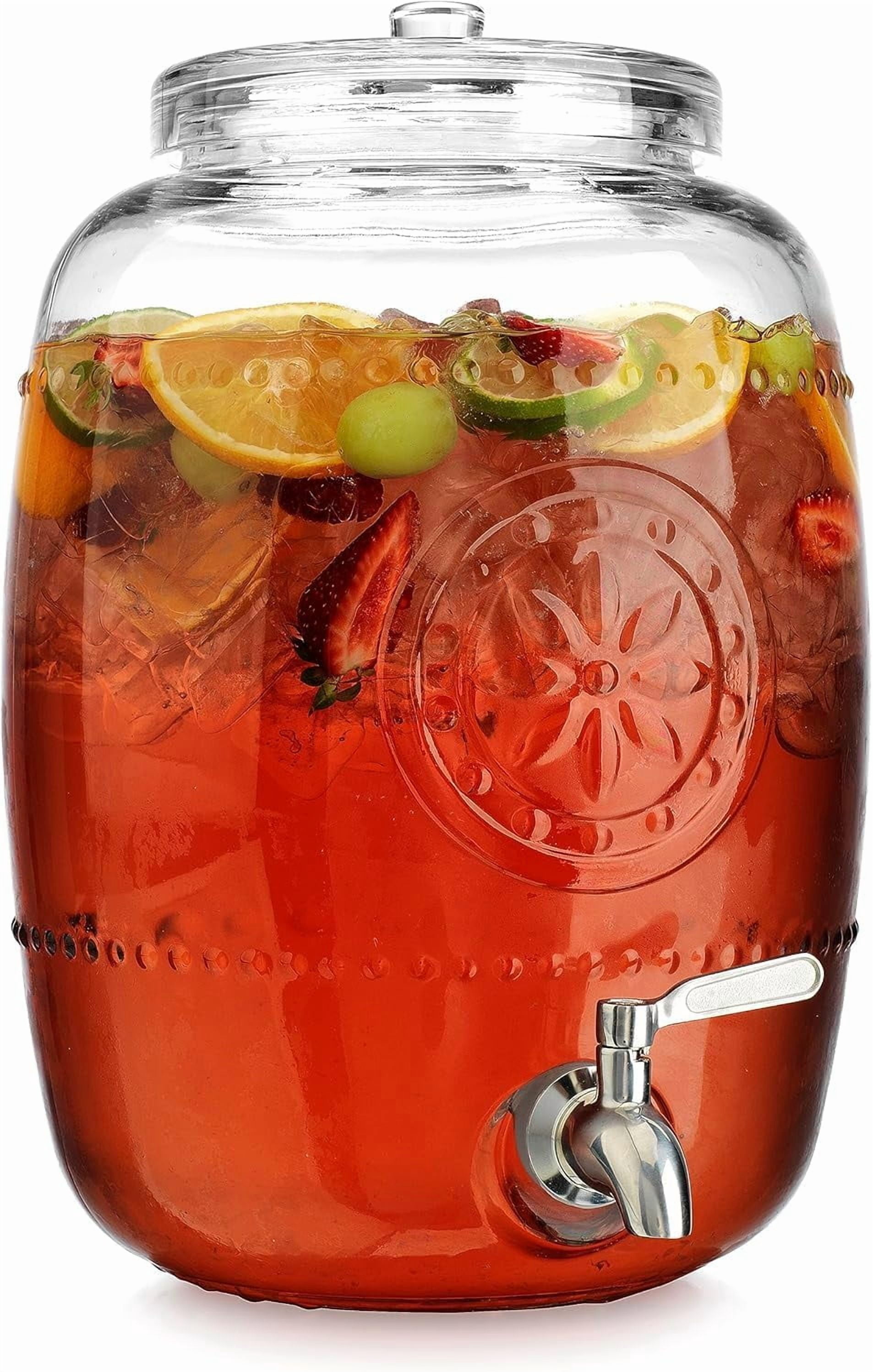 PetFurnishn 2.5 Gallon Glass Beverage Dispenser with Stainless Steel ...
