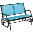 thumbnail image 1 of PetFurnishn 2-Person Outdoor Glider Bench, Patio Double Swing Rocking Chair Loveseat w/Powder Coated Steel Frame for Backyard Garden Porch, Blue, 1 of 18