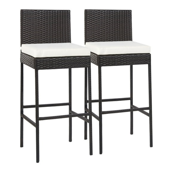 PetFurnishn 2 Piece Outdoor Bar Stools 30" Wicker Patio Tall Outdoor Chairs Patio Furniture
