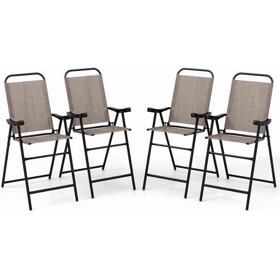 PetFurnishn 4 Pieces Patio Folding Bar Chairs, High Top Patio Bar Chair with Metal Frame & Footrest, Outdoor Counter Height Chairs for Balcony, Garden & Poolside, Coffee (2, Coffee)