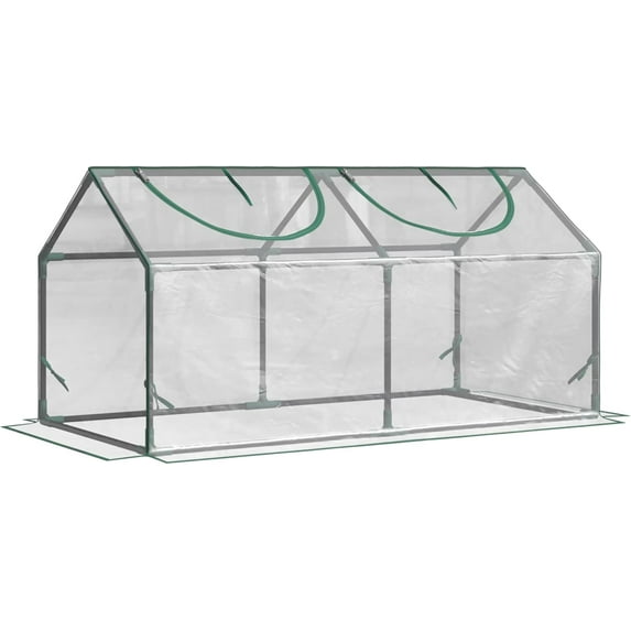 PetFurnishn 4' x 2' x 2' Portable Mini Greenhouse, Small Green House with PVC Cover, Roll-up Zippered Windows for Indoor, Outdoor Garden, Clear