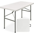 thumbnail image 1 of PetFurnishn 4ft Plastic Folding Table, Indoor Outdoor Heavy Duty Portable w/Handle, Lock for Picnic, Party, Camping - White, 1 of 8