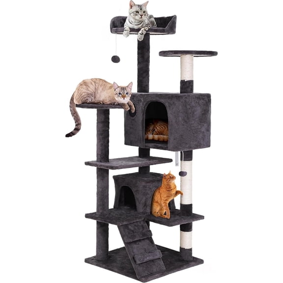 PetFurnishn 54" Cat Tree Tower for Indoor Cats Multi-Level Cat Condo Bed w/Scratching Post