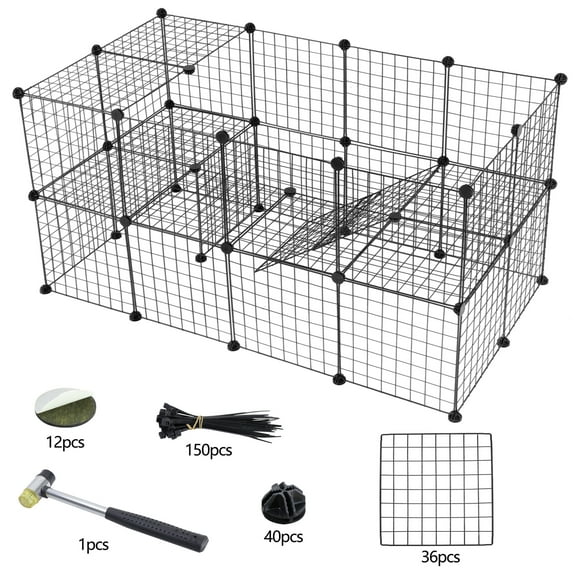 PetFurnishn 56" Two-Storey Heavy Duty Metal Dog Pet Exercise Fence Playpen Kennel 36 Panels