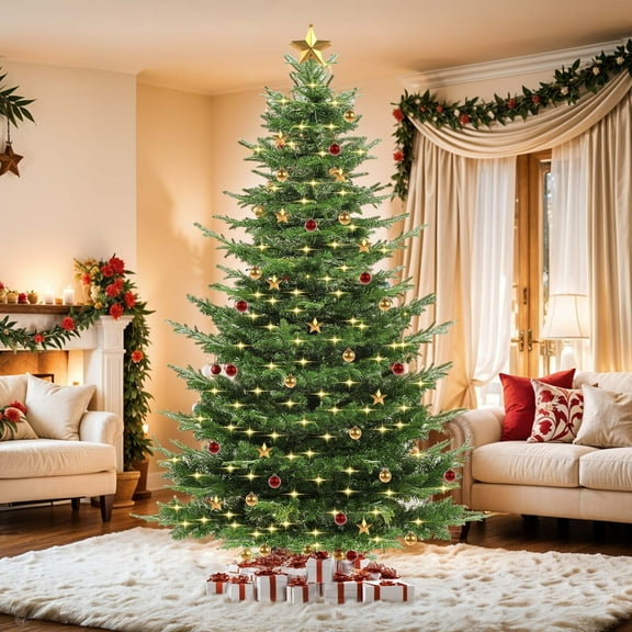 PetFurnishn 6.5ft Green Pre-Lit Artificial Aspen Fir Artificial Christmas Tree w/500 Light