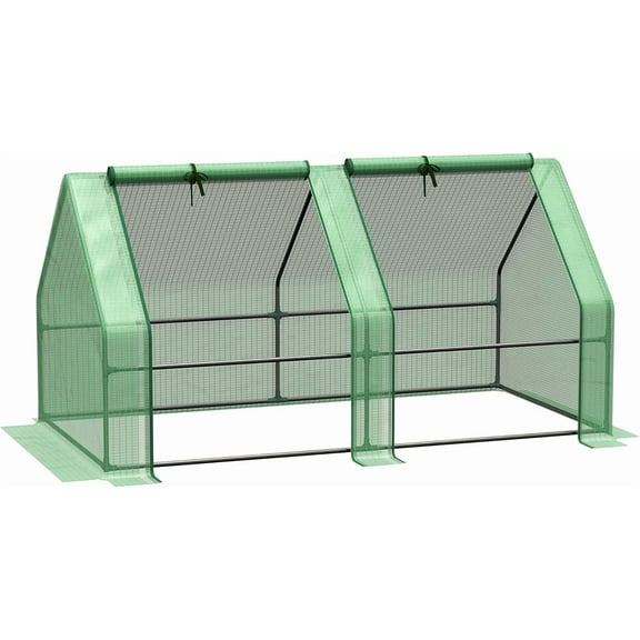 PetFurnishn 6' x 3' x 3' Portable Mini Greenhouse Outdoor Garden with Large Zipper Doors and Water/UV PE Cover, Green