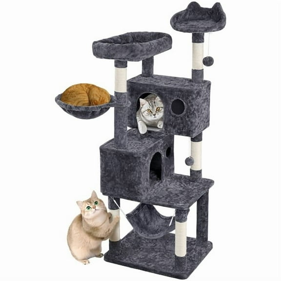 PetFurnishn 64.5in Extra Large Multi-Level Cat Tree Kittens Play House Condo with Platform