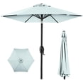 thumbnail image 1 of PetFurnishn 7.5ft Heavy-Duty Round Outdoor Market Table Patio Umbrella w/Steel Pole, Push Button Tilt, Easy Crank Lift - Baby Blue, 1 of 8