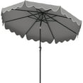 thumbnail image 1 of PetFurnishn  9 FT Ruffled Patio Umbrella Outdoor Umbrella with Push Button Tilt, Crank, 8 Ribs, Fade-resistant Canopy, Heavy-Duty Market Table Umbrella for Yard Garden Pool-Grey, 1 of 10