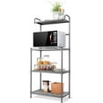 thumbnail image 1 of PetFurnishn Bakers Rack, 4-Tier Microwave Oven Stand, Kitchen Storage Rack with Mesh Wire Metal Shelves, Free Standing Shelving Utility Unit, 23.5"Lx14"Wx54"H (Silver), 1 of 18