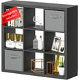 thumbnail image 1 of PetFurnishn Bookshelf 9-Cube Storage Organizer Sturdy Wooden Bookcase Open Book Shelf, Multifunctional Cubicle Rack for Storage & Display, Furniture for Living Room Bedroom Office, Black, 1 of 6