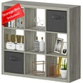 thumbnail image 1 of PetFurnishn  Bookshelf 9-Cube Storage Organizer Sturdy Wooden Bookcase Open Book Shelf, Multifunctional Cubicle Rack for Storage & Display, Furniture for Living Room Bedroom Office, Gray Oak, 1 of 8