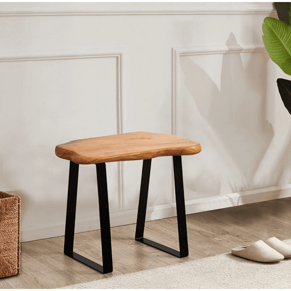 PetFurnishn Cedar Wood Small Entryway Bench with Metal Legs, 20" x 12" x 17.5" H