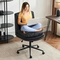 thumbnail image 1 of PetFurnishn Cloud Criss Cross Legged Chair,18" High Back Armless Home Office Desk Chair with Wheels,Wide Adjustable Comfy Padded Seat Task Computer Chair,Modern Swivel Makeup Vanity Chair,Black, 1 of 10