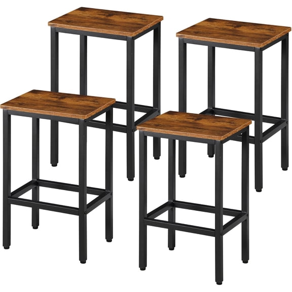 PetFurnishn Counter Height Bar Stools for Kitchen, 26 Inches Industrial Backless Metal BarStools with Wood Top, Rustic Brown-4