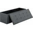 thumbnail image 1 of PetFurnishn Folding Storage Ottoman Bench Foot Rest Storage Chest,15 x 43 x 15 Inches End of Bed Bench with Divider for Living Room Bedroom Entryway, 660 lbs Load Capacity, Linen Fabric, Dark Grey, 1 of 7