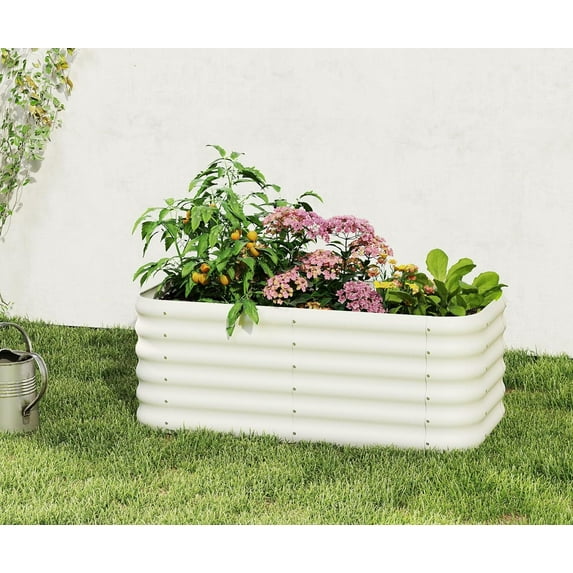 PetFurnishn Galvanized Raised Garden Bed, Outdoor Planter Bed, 4x2x1.5ft Metal Planter Box for Gardening and Planting,MW