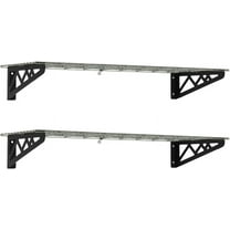 PetFurnishn| Garage Wall Shelf Two-Pack White or Hammertone | Three Size Options | Includes Bike Hooks | 300lb Weight Capacity (Hammertone, 12"x36")