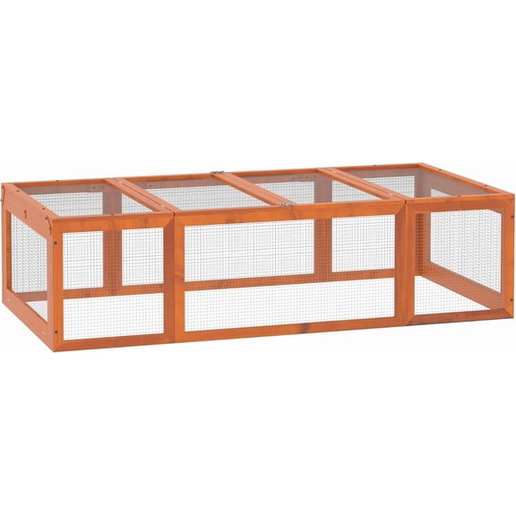 PetFurnishn Large Wooden Rabbit Hutch Bunny Hutch Small Animal Habitat Enclosure Outdoor Run and Lockable Doors, Natural