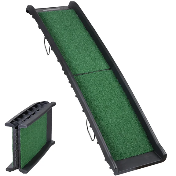 PetFurnishn Multiple Sizes Pet Dog Stairs Ramp Climb Ladder Portable Light Weight Car Home, 61''(artificial Lawn)