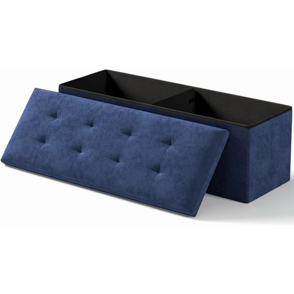 PetFurnishn  Ottoman Bench, Folding Ottoman Foot Rest, End of Bed Bench,Storage Chest, for Living Room, Bedroom, Hallway, Entryway, Holds up to 700 lb (Navy BLUE1, 43")