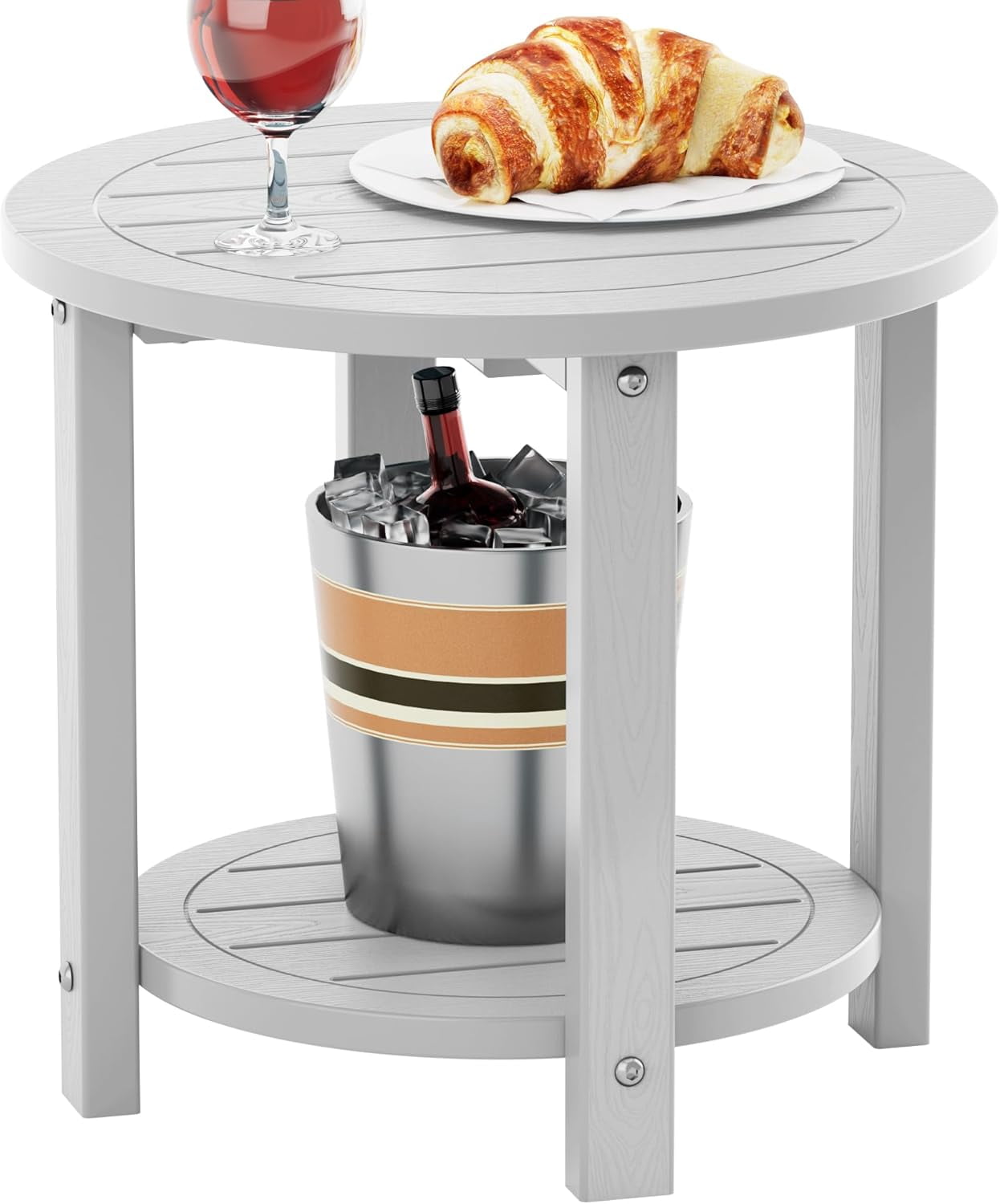PetFurnishn Outdoor Side Table for Patio: 16in HIPS Small Round Outdoor ...