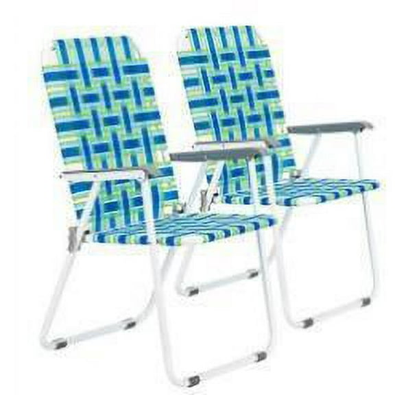 PetFurnishn Patio Lawn Webbed Folding Chairs Set of 2, Outdoor Beach Chair Portable Dining Chair for Outdoor Yard, Garden (Blue)