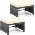 thumbnail image 1 of PetFurnishn Patio Ottomans Set of 2, PE Rattan Footstools with Removable Cushions & Metal Frame, Side Tables, Additional Seating, Outdoor Stools for Balcony, Backyard & Poolside (Beige), 1 of 10