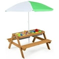 thumbnail image 1 of PetFurnishn Picnic Table, 4 in 1 Cedar Wooden Sand & Water Table w/ 2 Removable Box & Umbrella, Kids Picnic Tables for Outdoors Backyard Garden, Toddler Patio Furniture Set for Boys Girls(Natural), 1 of 9