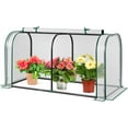 thumbnail image 1 of PetFurnishn Portable Mini Greenhouse, 47" x 22" x 24" Green House w/ Roll-up Zipper Door, Metal Frame, Waterproof Sun-Protective PE Cover, Small Greenhouses for Raised Garden Bed, Outdoor (White), 1 of 10