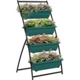 thumbnail image 1 of PetFurnishn Raised Garden Bed, 4 Tier Vertical Garden Planter Set, 4 Outdoor Planter Boxes with Stand, Self Draining Design Elevated Garden for Vegetable, Flowers & Herbs, Green, 1 of 18