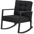thumbnail image 1 of PetFurnishn Wicker Rocking Chair, Outdoor Patio Glider Chair with Heavy-Duty Frame, Thick Cushion, Rattan Rocking Chair for Backyard Garden Porch-Black, 1 of 8
