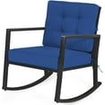 thumbnail image 1 of PetFurnishn  Wicker Rocking Chair, Outdoor Patio Glider Chair with Heavy-Duty Frame, Thick Cushion, Rattan Rocking Chair for Backyard Garden Porch-Navy, 1 of 8