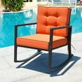 thumbnail image 1 of PetFurnishn Wicker Rocking Chair, Outdoor Patio Glider Chair with Heavy-Duty Frame, Thick Cushion, Rattan Rocking Chair for Backyard Garden Porch-Orange, 1 of 8