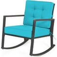 thumbnail image 1 of PetFurnishn  Wicker Rocking Chair, Outdoor Patio Glider Chair with Heavy-Duty Frame, Thick Cushion, Rattan Rocking Chair for Backyard Garden Porch-Turquoise, 1 of 10