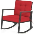 thumbnail image 1 of PetFurnishn Wicker Rocking Chair, Outdoor Patio Glider Chair with Heavy-Duty Frame, Thick Cushion, Rattan Rocking Chair for Backyard Garden Porch-Red, 1 of 10