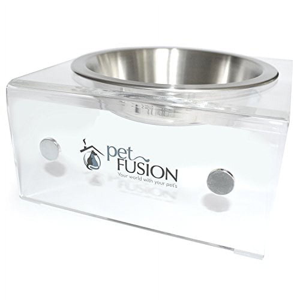 PetFusion Elevated SinglePod Magnetic Cat Feeder. Cat Dish Single 8 x 8 x 4 Translucent Walmart