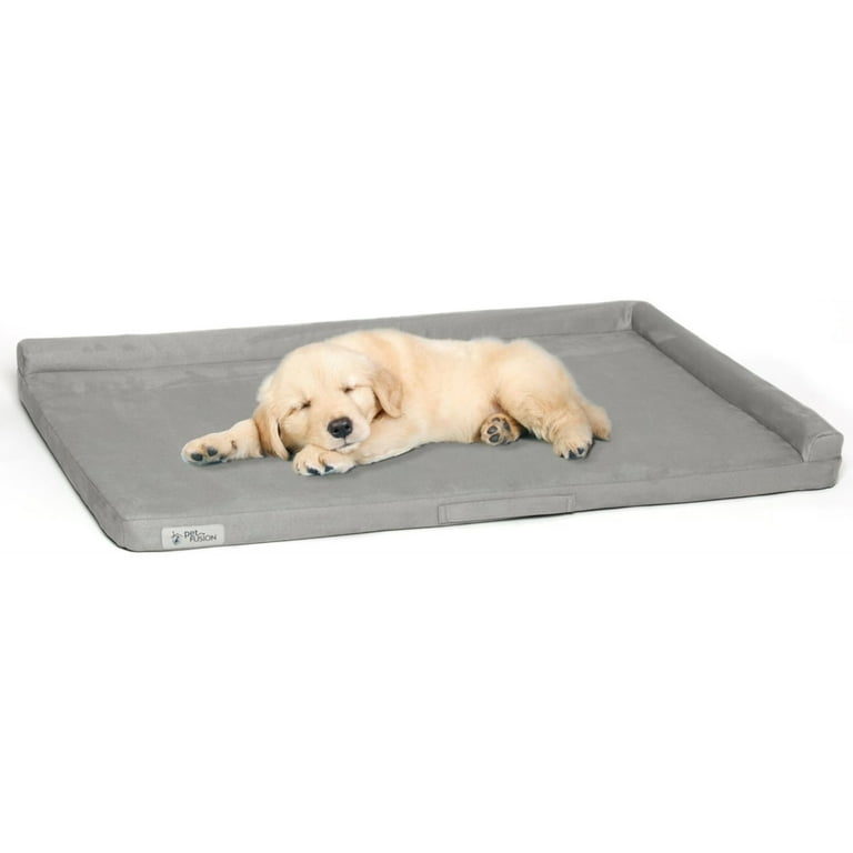 PetFusion PuppyChoice Solid Foam Dog Crate Bed, Grey, Medium