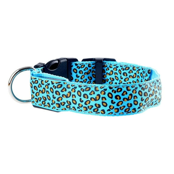 PetHome Fashion Nylon Panther Spots Luminous LED Dog Collar Flashing Glow Pet Collars Night Light Anti-lost Pet Supplies