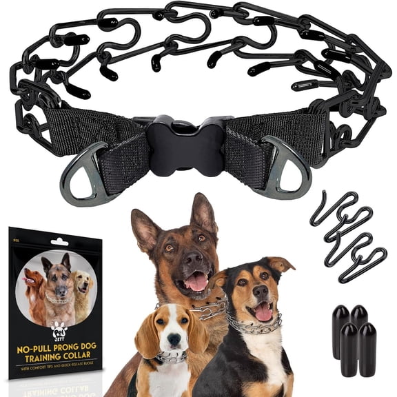 PetJett ProTrainer Prong Collar for Dogs - Choke Dogs, Pinch Dog Adjustable No Pull Training Small Medium Large Safety Durable Stainless Steel Metal Choker Chain