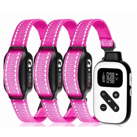 PetJoy 3 Dog Shock Collar for Large Dogs, Automatic Bark Collar with Remote, Bark and Training Collar Combo, Shock Collar with 5 Adjustable Levels of Sensitivity to Suit All Breeds of Dogs