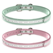 PetJoy Adjustable Girl Dog Collar Pink Shock Collar Replacement Strap for Most of Training Collar Waterproof TPU Collar Strap Dog Collar for Small Medium Large Dogs,Pink Green