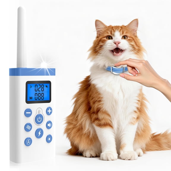 PetJoy 2 in 1 Cat Shock Collar with Remote,Cat Training Collar with 4 Modes,Auto Anti Meow Collar,Mild and Helpful,Pink,Christmas Birthday Gifts