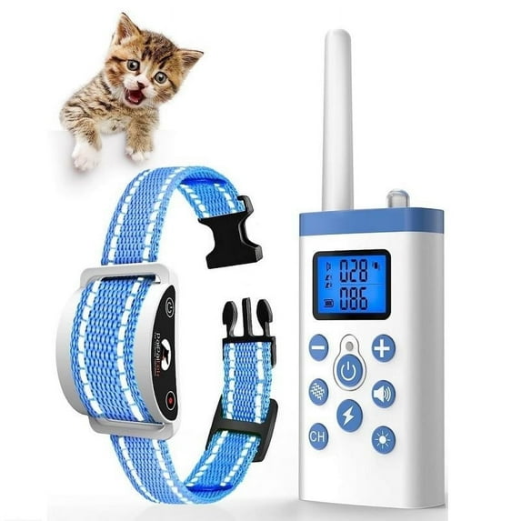 PetJoy Cat Training Collar,Cat Shock Collar with Remote Training Cat Stop Meowing,Remote Control/Automatic Anti-Meow for Cats,Safe and Effective,Blue,Christmas Birthday Gifts