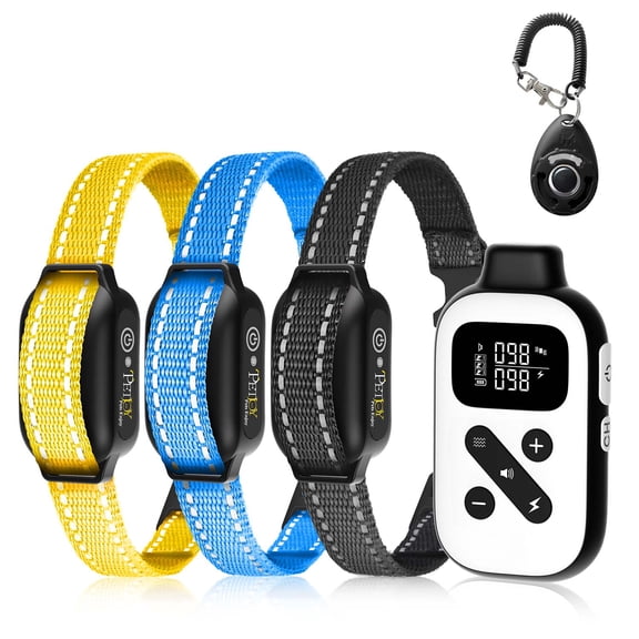 PetJoy Dog Training Collar For 3 Dogs,Dog Shock Collar With Remote,3600Ft Range Training and Auto Anti Bark Collar,3 Modes-Beep,Vibration& Shock,IPX7 Waterproof,Christmas Birthday Gifts