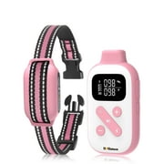 PetJoy Dog Training Collar with Remote 2-in-1 Bark and Shock Collar for Dogs Automatic Bark Collar with Remote, Dog Shock Collar with Vibration, Beep, Shock and Automatic,Pink