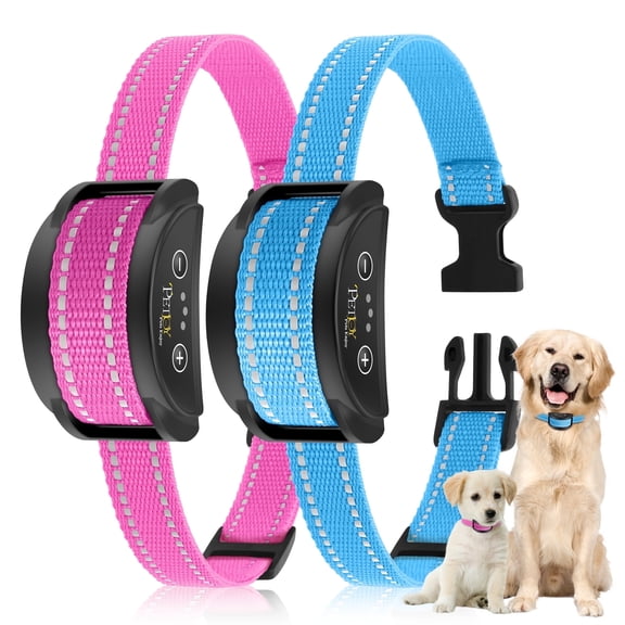 PetJoy Bark Collar, Anti Bark Collar with Beep & Shock, Dog Shock Collar for Large Medium Small Dogs 8-120lbs,IPX7 Waterproof, Pink,Blue (2 Pack),Christmas Birthday Gifts