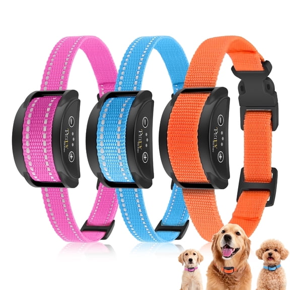 PetJoy 3 Dog Bark Collar,Automatic Barking Dog Shock Collar for Large Small Dogs 8-120lbs,5 Adjustable Levels of Sensitivity,IPX7 Waterproof