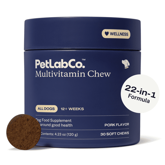 PetLab Co. Multivitamin Chew For Dogs - Support Immune Response, Skin, Coat, Joints & Overall Health. Vitamins A, E, D, B12. 30 ct